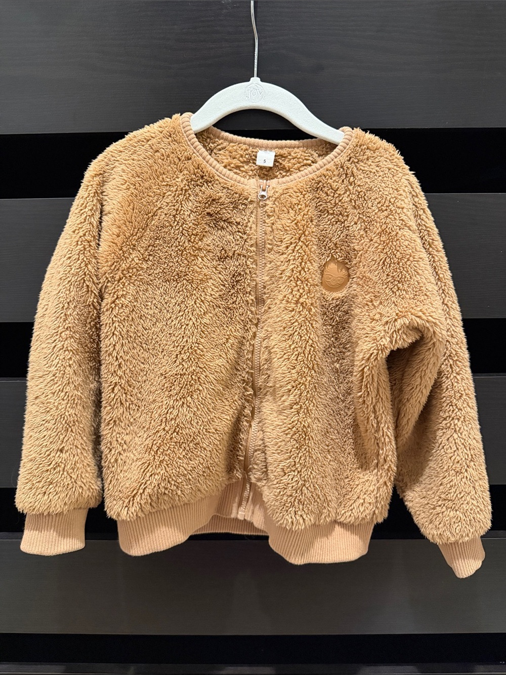 Hux Size 5 Plush Brown Teddy Zip-Up Jacket in Camel